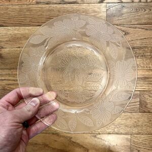 Vintage Macbeth Evans Pink Depression Glass Plate Dish Dogwood Apple Blossom‎